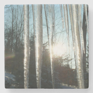 Posavasos De Piedra Sunrise Through Icicles Winter Nature Photography