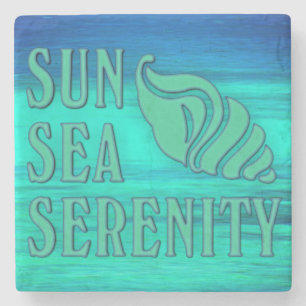 Posavasos De Piedra Sunsea Serenity Tropical Seashell Beach Scene