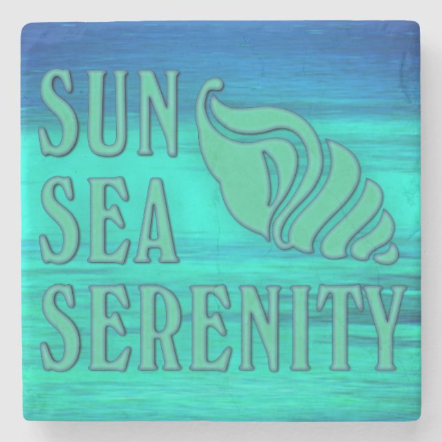 Posavasos De Piedra Sunsea Serenity Tropical Seashell Beach Scene (Anverso)