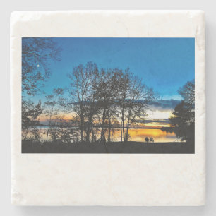 Posavasos De Piedra Sunset, otoño, lago Monona
