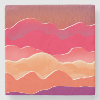 Posavasos De Piedra Sunset Peaks Moderno Paper Collage Art