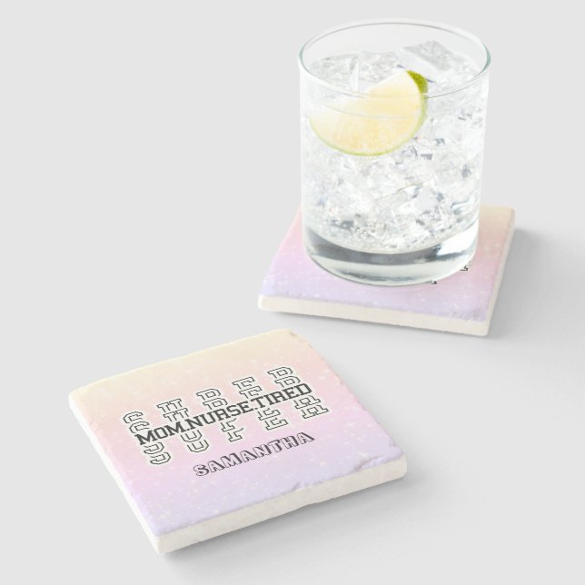 Posavasos De Piedra Supermamá, superenfermera, supercansada (Lateral)