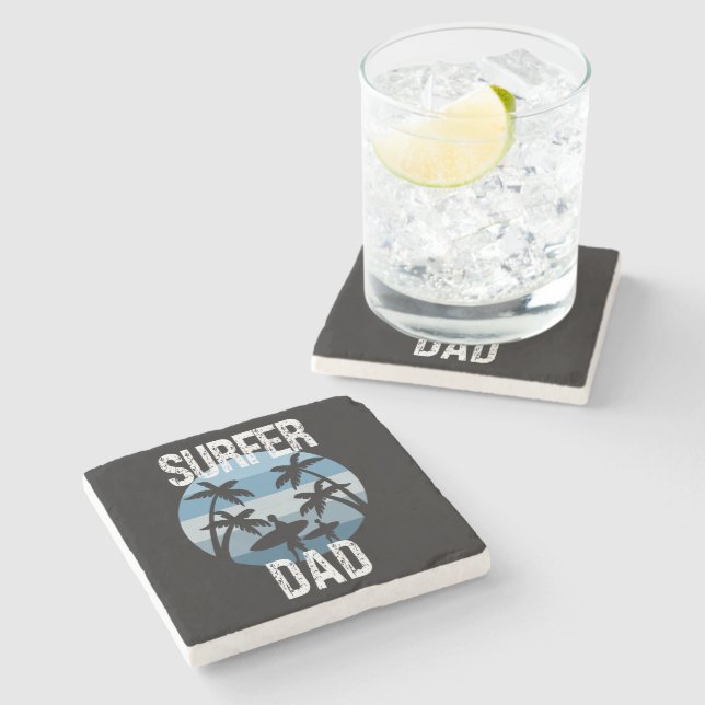 Posavasos De Piedra Surfer Dad (Lateral)