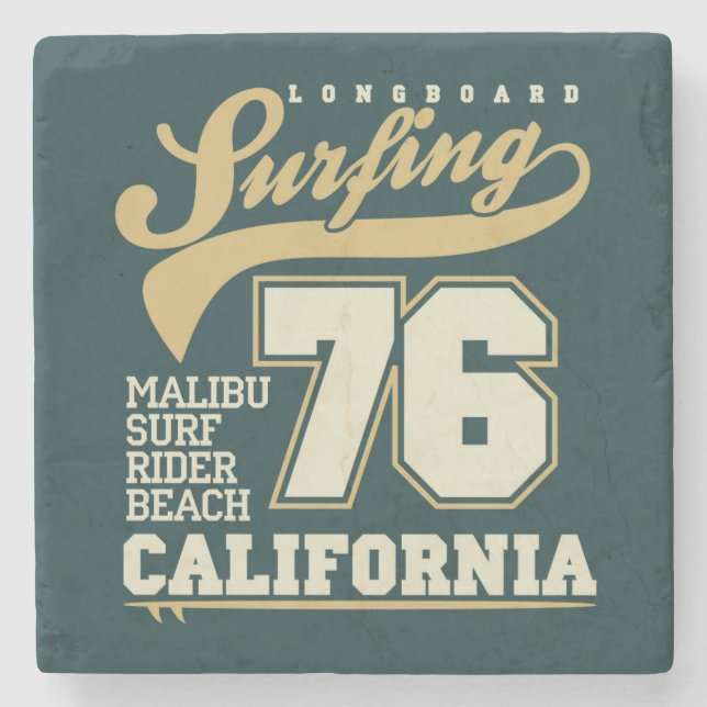 Posavasos De Piedra Surfing de Longboard| California 76 (Anverso)