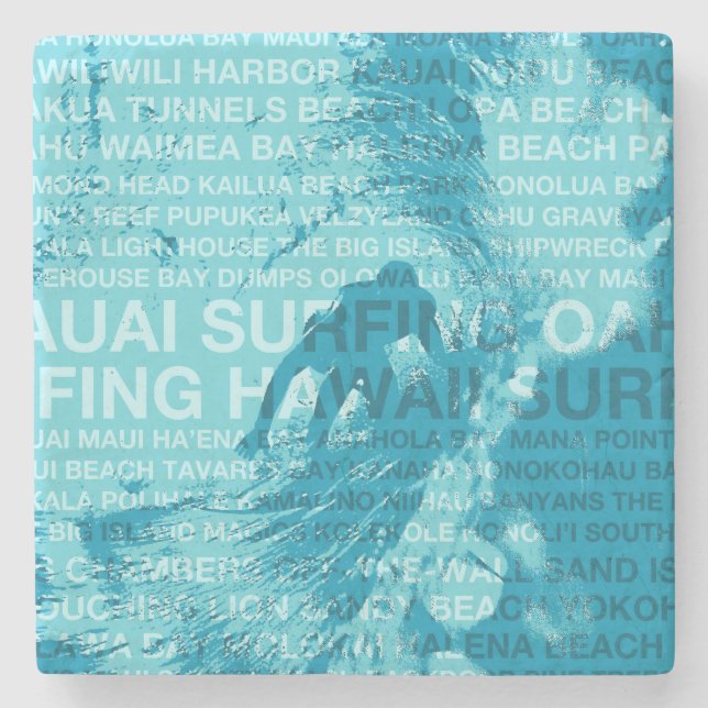 Posavasos De Piedra Surfing Hawaii Green Room Hawaiian TikiBar Coaster (Anverso)