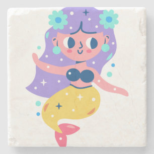 Posavasos De Piedra Surfing mermaid