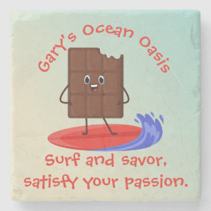 Posavasos De Piedra Surfista humorístico de chocolate con nombre de ta