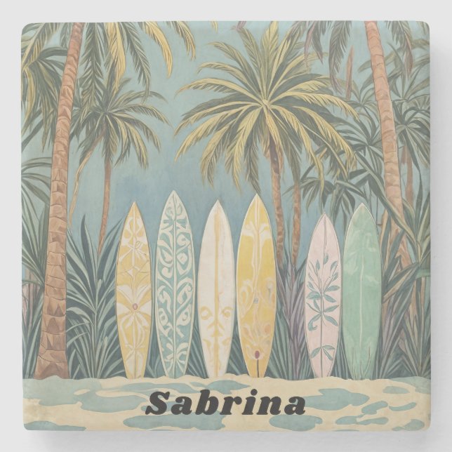 Posavasos De Piedra Surf's Up, Pastel Style personalizado (Anverso)