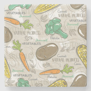 Posavasos De Piedra Surtido de verduras lindas dibujadas a mano