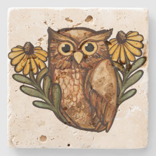 Posavasos De Piedra Susan Owl Flower Owls Black Eyed