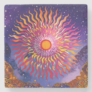 Posavasos De Piedra "Susurros solares en el cielo" El sol
