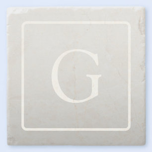 Posavasos De Piedra Sutil monograma de apellido con gradiente gris cla
