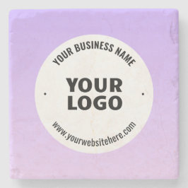 Posavasos De Piedra Sutil morado ligero y el logotipo de su empresa