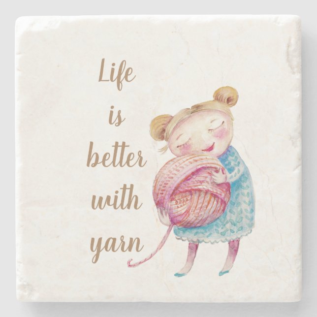 Posavasos De Piedra Sweet Yarn Lover Acrylic (Anverso)