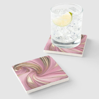 Posavasos De Piedra Swirl Moderno Rosa