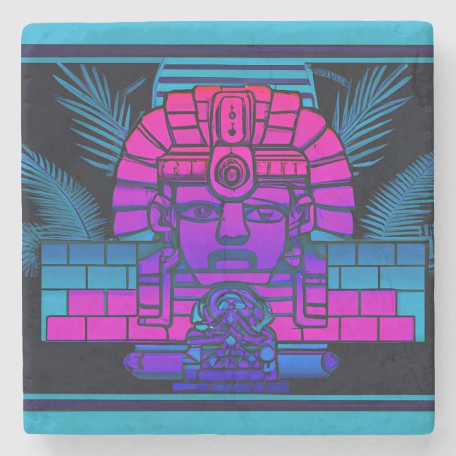 Posavasos De Piedra Synthwave Pharaoh (Anverso)