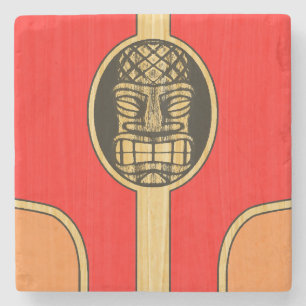Posavasos De Piedra Tabla hawaiana retra de Tiki
