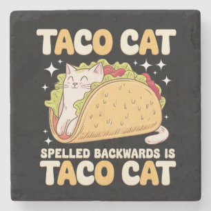 Posavasos De Piedra Tacocat deletreado al revés Taco Cat Mexicano