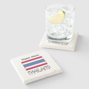 Posavasos De Piedra Tailandia y bandera tailandesa personalizadas