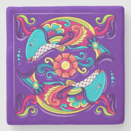 Posavasos De Piedra Talavera Fish Koi Poi