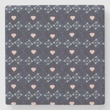 Talavera Mexicana Corazones Rosas Patrón Azul