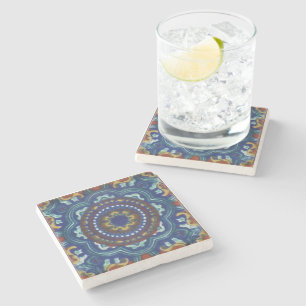 Posavasos De Piedra Talavera Tile Style Stone Coaster