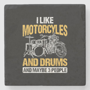 Posavasos De Piedra Tambores De Tambor Me Gustan Las Motocicletas Y Lo