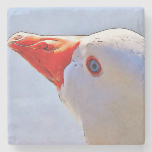 Posavasos De Piedra Tapiz de arte de contorno negro de pato artístico