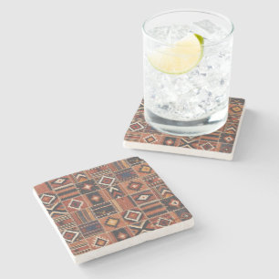 Posavasos De Piedra Tapiz geométrico de Kilim de patchwork rústico
