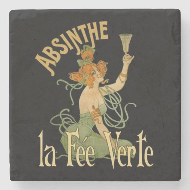 Posavasos De Piedra Tarifa de hadas verde Verte, poster Steampunk del (Anverso)