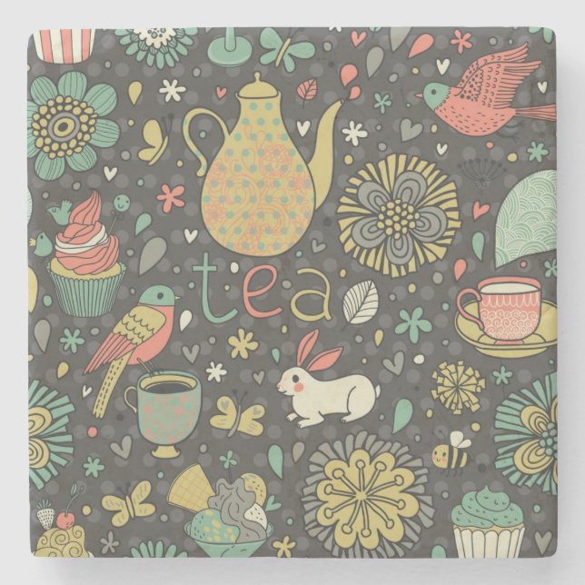 Posavasos De Piedra Tarjeta brillante sabrosa del té (Anverso)