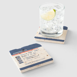 Posavasos De Piedra Tarjeta de embarque - Azul y rojo