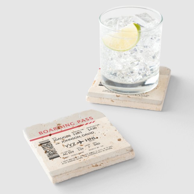 Posavasos De Piedra Tarjeta de embarque - Gris (Lateral)