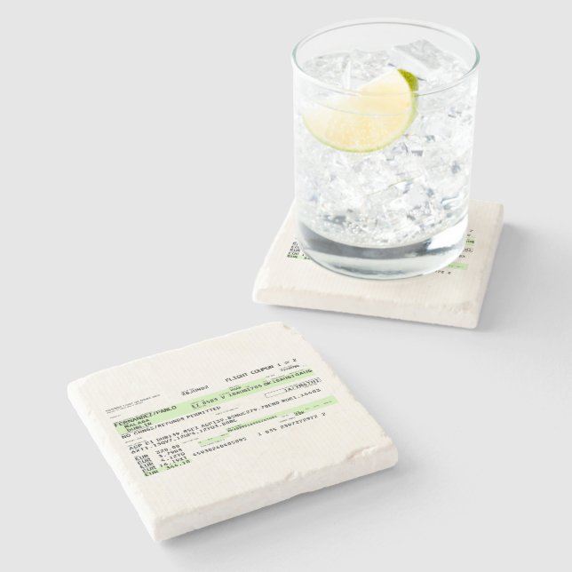 Posavasos De Piedra Tarjeta de embarque - Retro (Lateral)