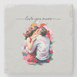 Posavasos De Piedra tarjeta de vacaciones suave de los amantes