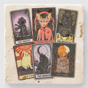Posavasos De Piedra Tarjetas Cat Tarot—Emperatriz Halloween. Hermit, t