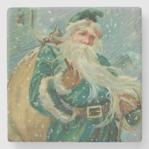 Posavasos De Piedra Tarjetas de Navidad-Retro Santa Claus Postal