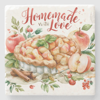 Posavasos De Piedra Tarta De Manzana Casera Con Amor