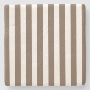 Posavasos De Piedra Taupe y rayas de caramelo blanco