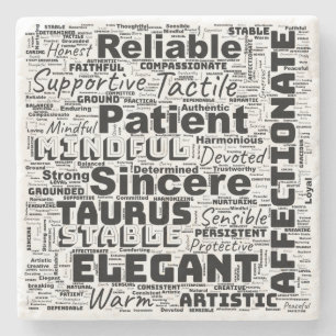 Posavasos De Piedra Taurus Zodiac Word Cloud Inspiración