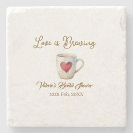 Posavasos De Piedra Taza de café blanco con corazón de boda de amor es