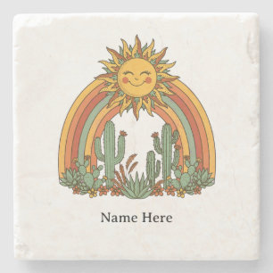 Posavasos De Piedra Taza de café con nombre personalizado de cactus ar