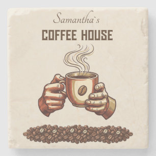 Posavasos De Piedra Taza de café vintage marca de café personalizada