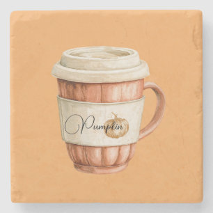 Posavasos De Piedra Taza de Latte de Calabaza y Melocotón