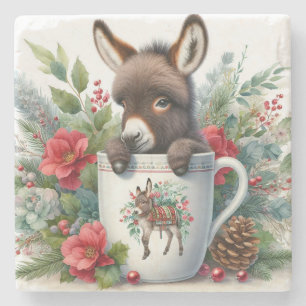 Posavasos De Piedra Taza de Navidad Burro
