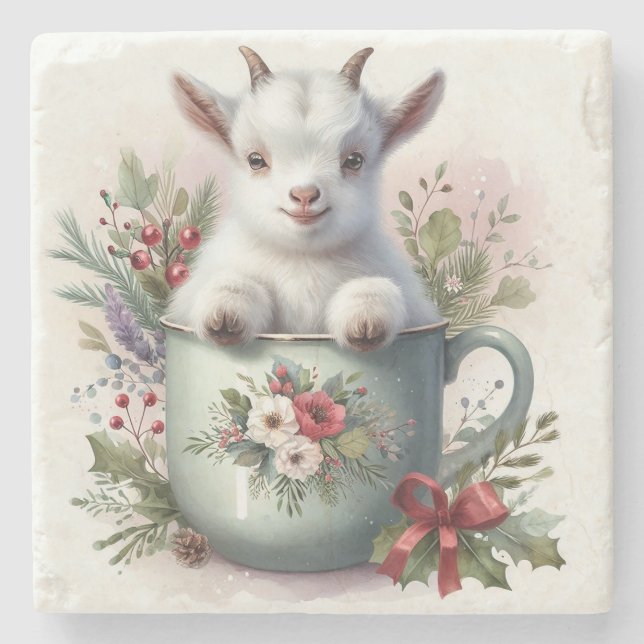 Posavasos De Piedra Taza de Navidad Cabra (Anverso)