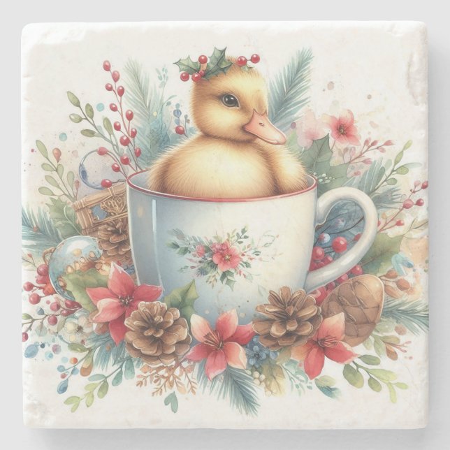 Posavasos De Piedra Taza de Navidad Pato (Anverso)