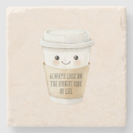 Posavasos De Piedra Taza Feliz Mira el Lado Bueno