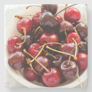 Posavasos De Piedra tazón de cerezas