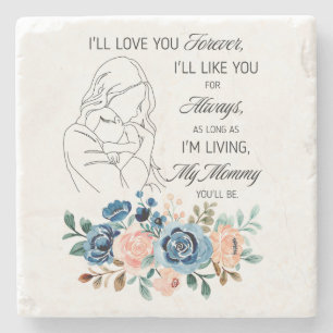 Posavasos De Piedra Te amaré para siempre, Floral de citas del Día de